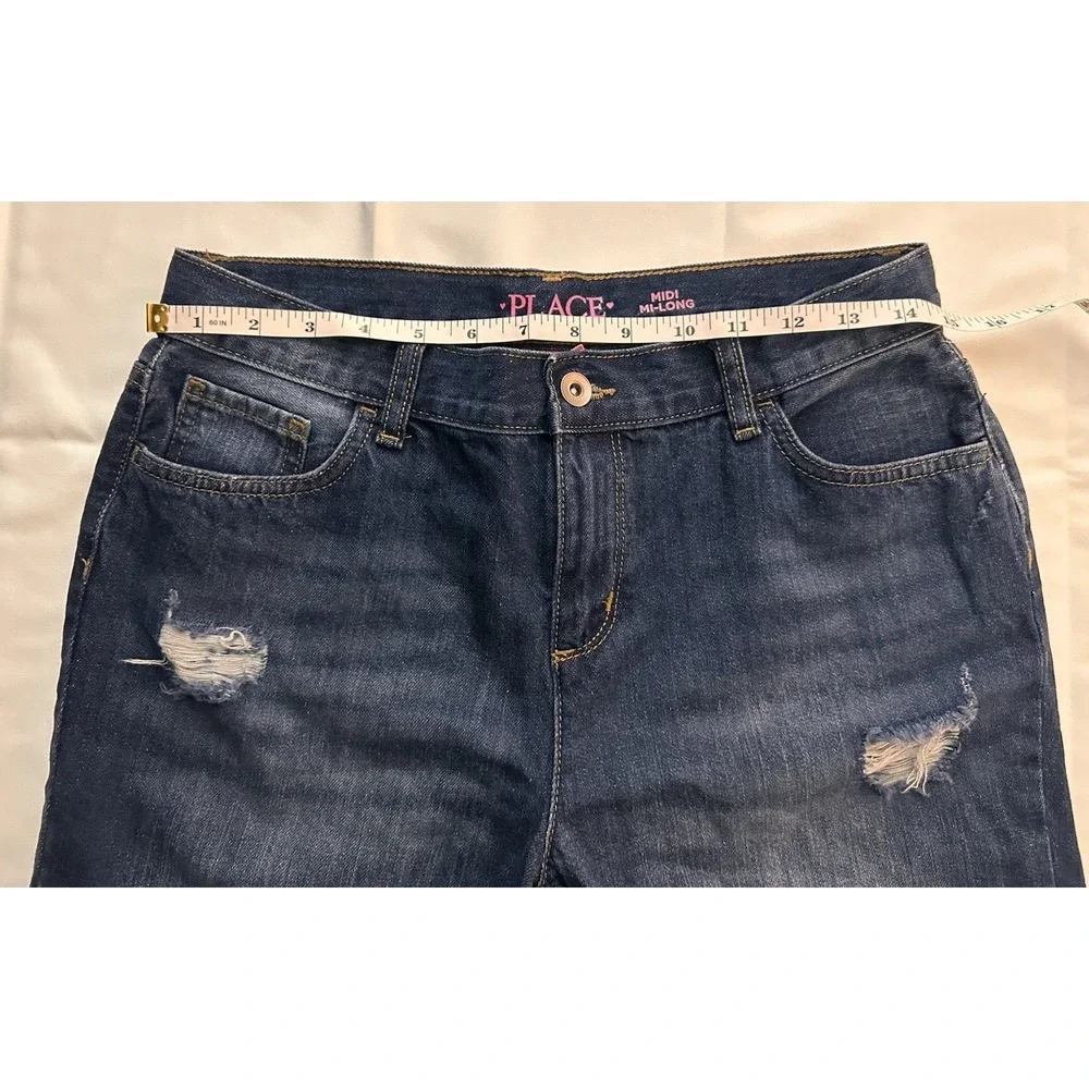 The Children's Place Girls Blue Denim Bermuda Shorts Size 16 Medium Wash Cuffed